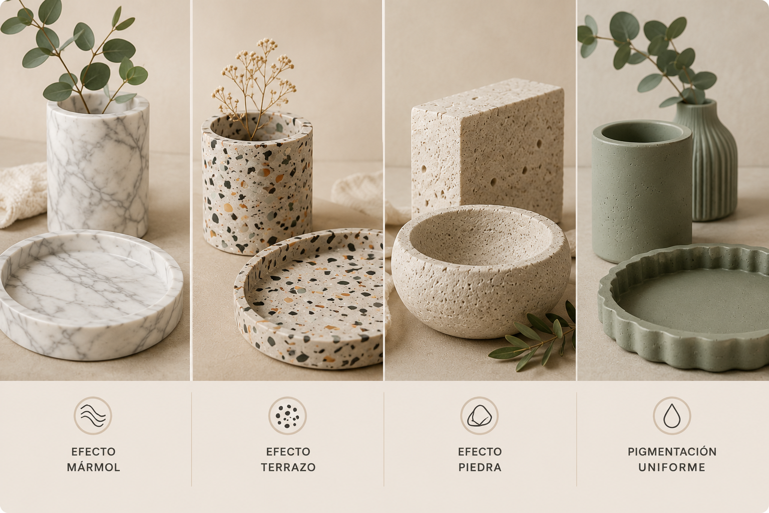 Acabados decorativos en cemento: mármol, terrazo, piedra y granito
